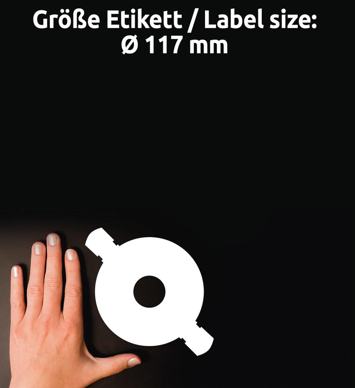 AVERY Zweckform C6074-20 selbstklebende CD-Etiketten (40 blickdichte CD-Aufkleber, Ø 117 mm auf A4,