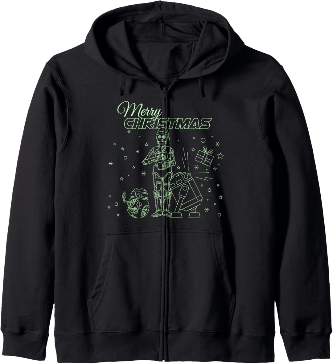 Star Wars Christmas Droids Line Art Merry Christmas Kapuzenjacke