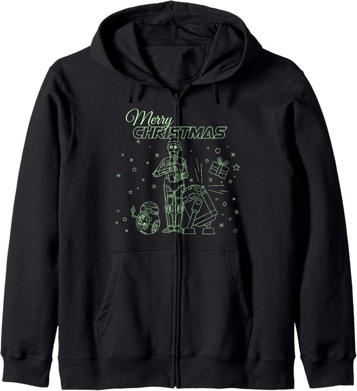 Star Wars Christmas Droids Line Art Merry Christmas Kapuzenjacke