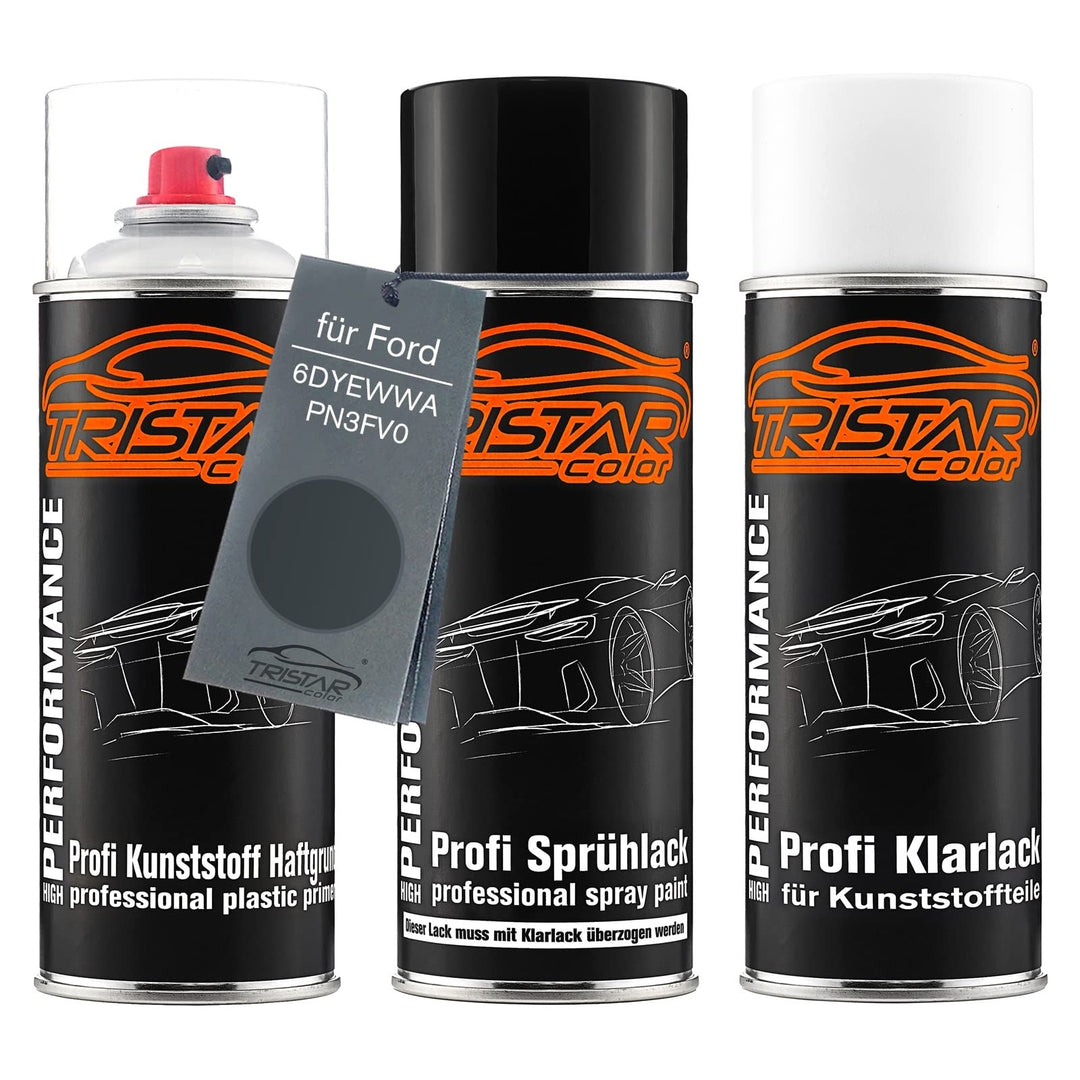 TRISTARcolor Autolack Spray Kunststoff für Ford 6DYEWWA / PN3FV0 Sea Grey. | Royalgrau Metallic / Se