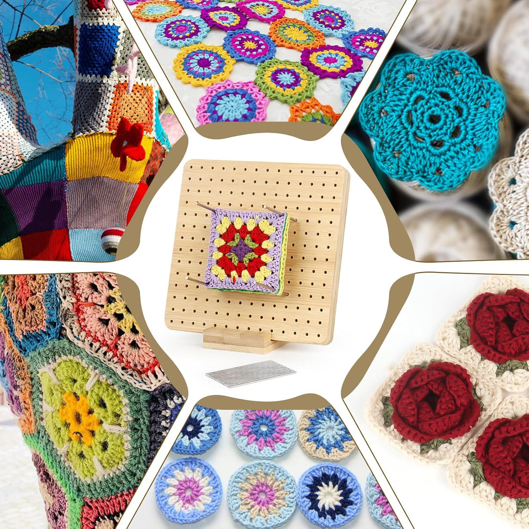 Coopay Granny Square Spanner, Wooden Granny Squares Blocking Board, 20 x 20 cm Sperrbrett Häkeln mit