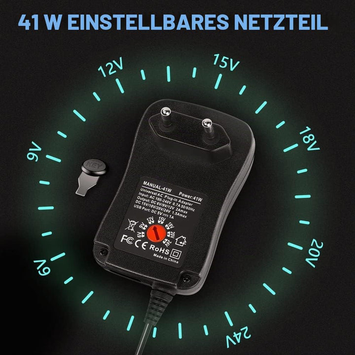 AXFEE Universal AC Adapter 12V 2A Netzteil AC220V zu DC12V, 3000mA Max Leistungstreiber 5,5mm, Multi