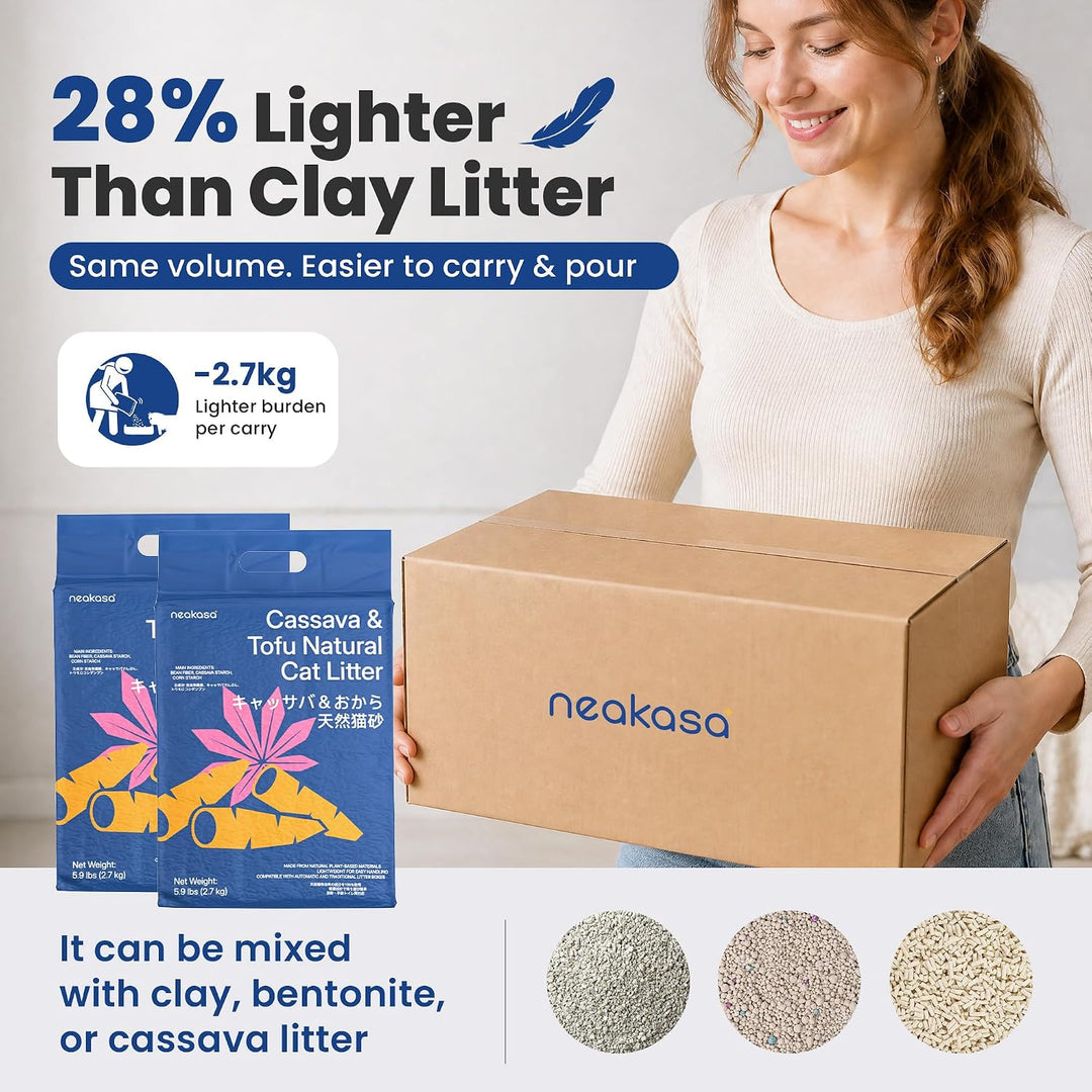 Neakasa Maniok Katzenstreu mit Tofustreu Klumpen, Geruchskontrolle, pflanzliche natürliche Inhaltsst