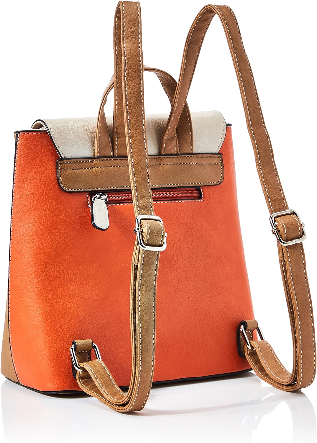 N.V. Bags Damen Beth orange/beige Rucksack, One Size