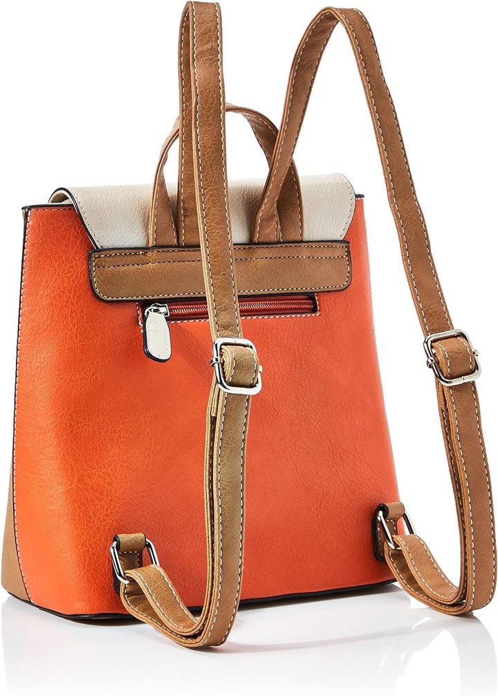 N.V. Bags Damen Beth orange/beige Rucksack, One Size
