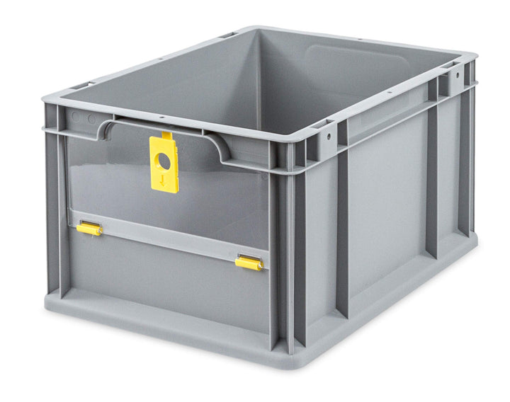 aidB Eurobox NextGen Insight Cover gelb, 400x300x220 mm, Cover niedrig, robuste Regalbox mit Entnahm