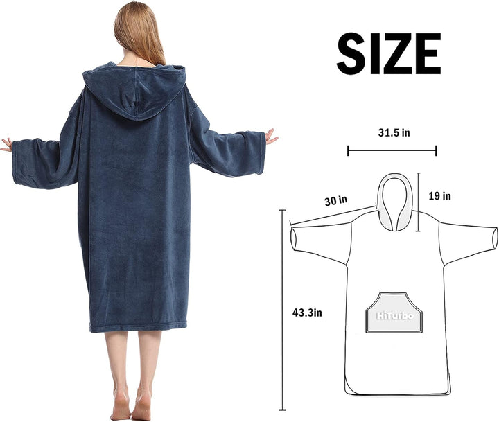 Hiturbo Bademantel, Damen Herren Robe, Unisex, Einheitsgrösse, Warmer Weicher Fleece Mogenmantel mit