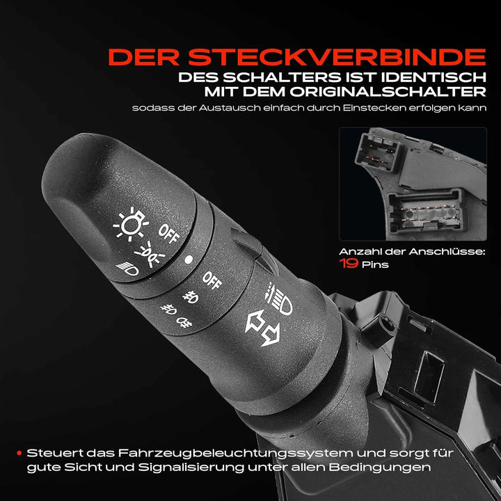 Frankberg Kombischalter Lenkstockschalter Vorne 19-Polig Kompatibel mit X-Trail T30 2.0L 2.2L 2.5L S