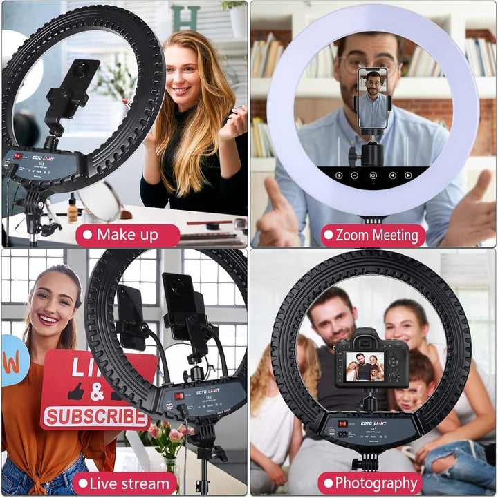 Verbessertes 18-Zoll-LED-Ringlicht mit Stativ, Selfie-Ringlicht mit Touchpanel für Make-up-Studio-Po