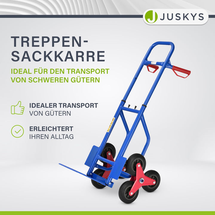 Juskys Treppensackkarre klappbar - Treppensteiger mit Hartgummireifen & Stahlrahmen - Sackkarre für