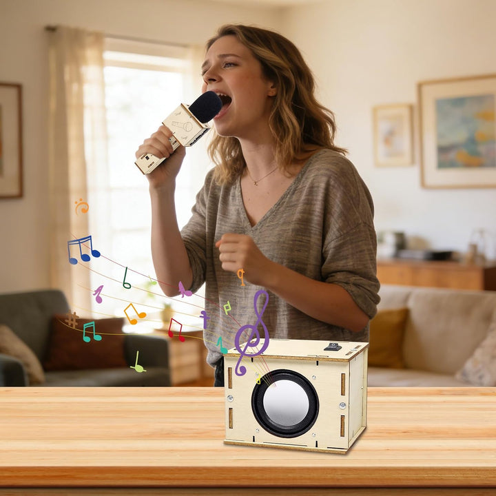 Karaoke Maschine, DIY Kits Holz Karaokemaschine, Microphone Kinder, Lautsprecher Bausatz, Lackierbar