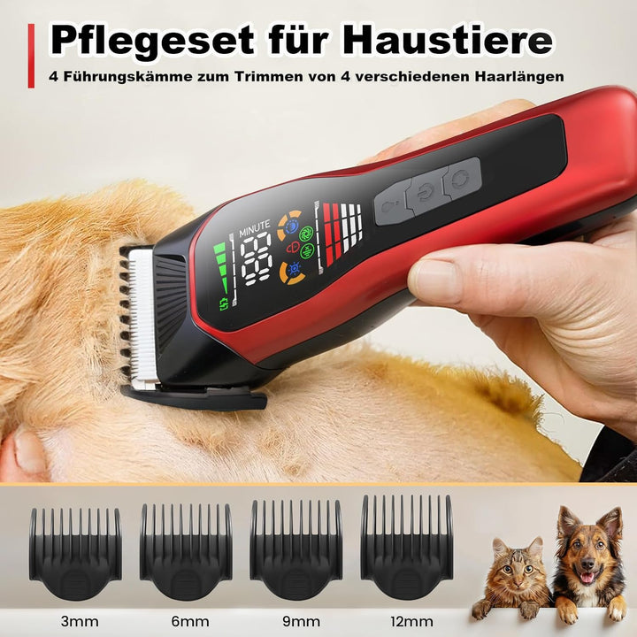 Hundeschermaschine mit Typ-C-Ladung, Profi Schermaschine Hund Katze, 2-Gang Elektrische Tierhaarschn