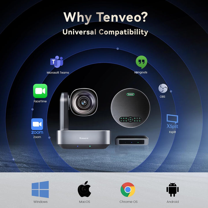 Tenveo 4K PTZ-Kamera mit Bluetooth-Freisprecheinrichtung 12-facher optischer Zoom Konferenzkamera We