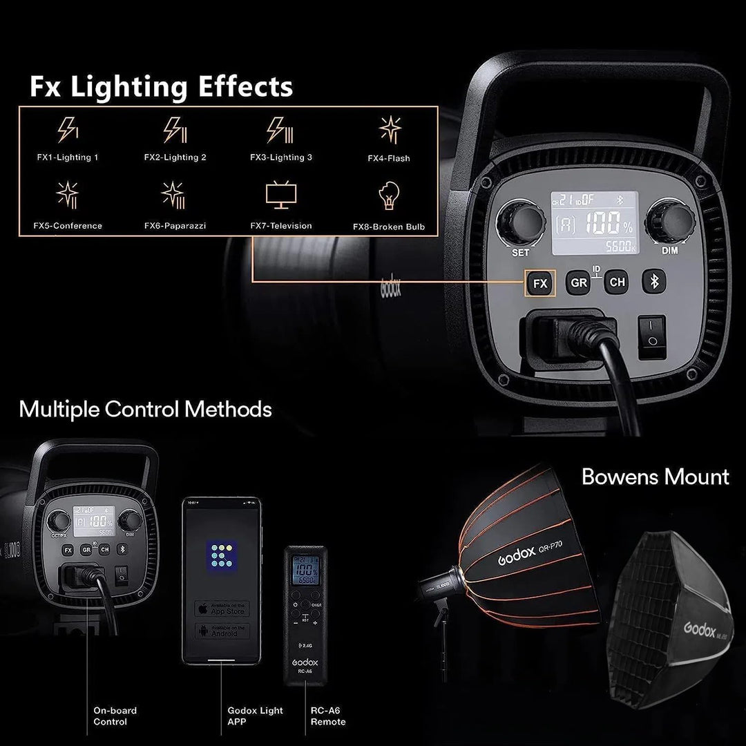 Godox SL60IID LED-Videoleuchte, 70 W 5600 K CRI 96 TLCI 97 LED-Studioleuchte mit Bowens-Halterung, 8