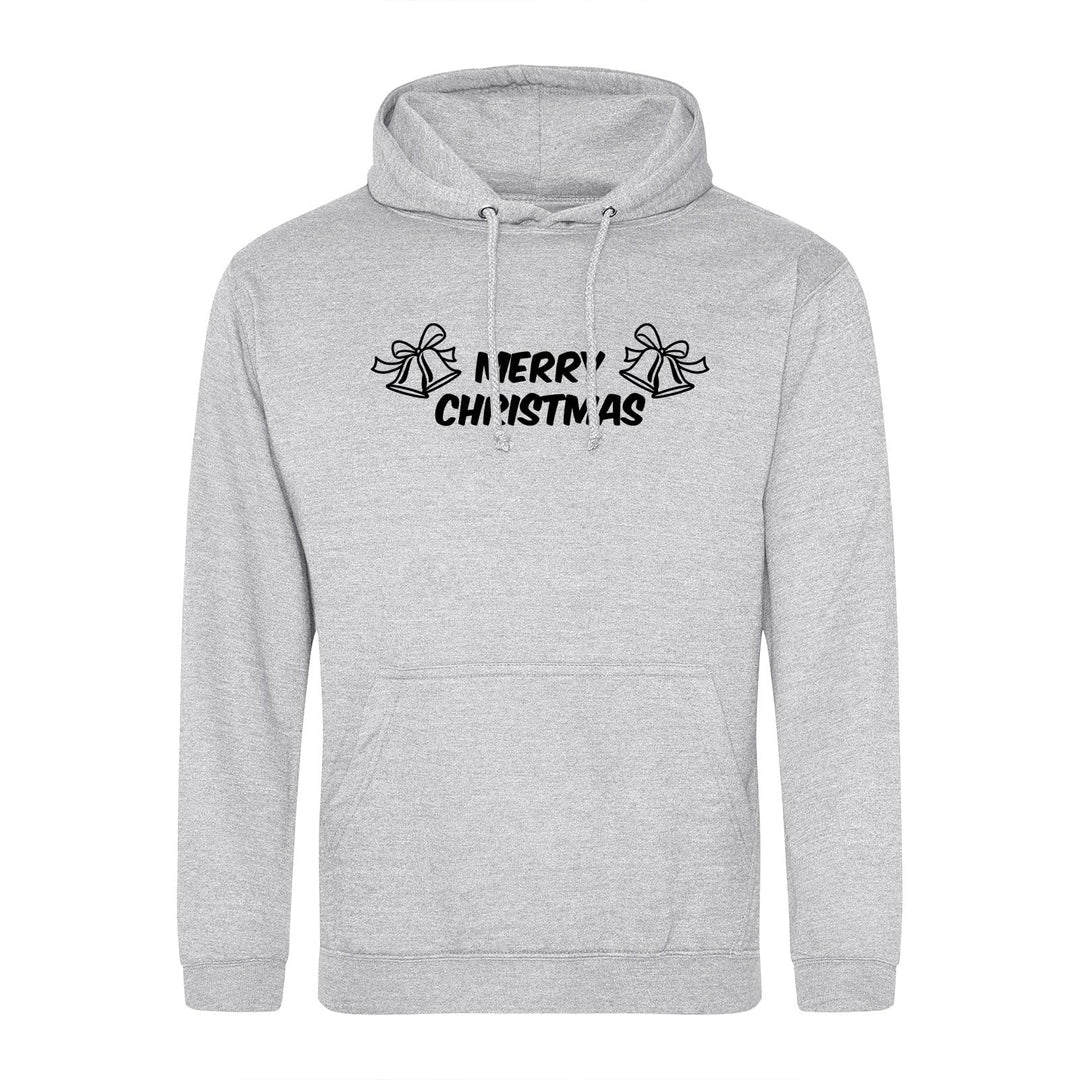 huuraa! Unisex Hoodie Merry Christmas Glocken Pullover Vegan Grösse S Heather Grey mit Motiv zu Weih