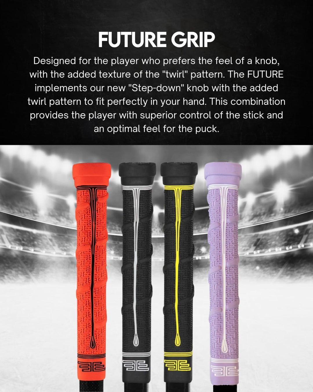 Buttendz Future Ersatz-Griff für Hockeyschläger mit Wirbel, Black w/Fire Drip Black w/ Fire Drip, Sc