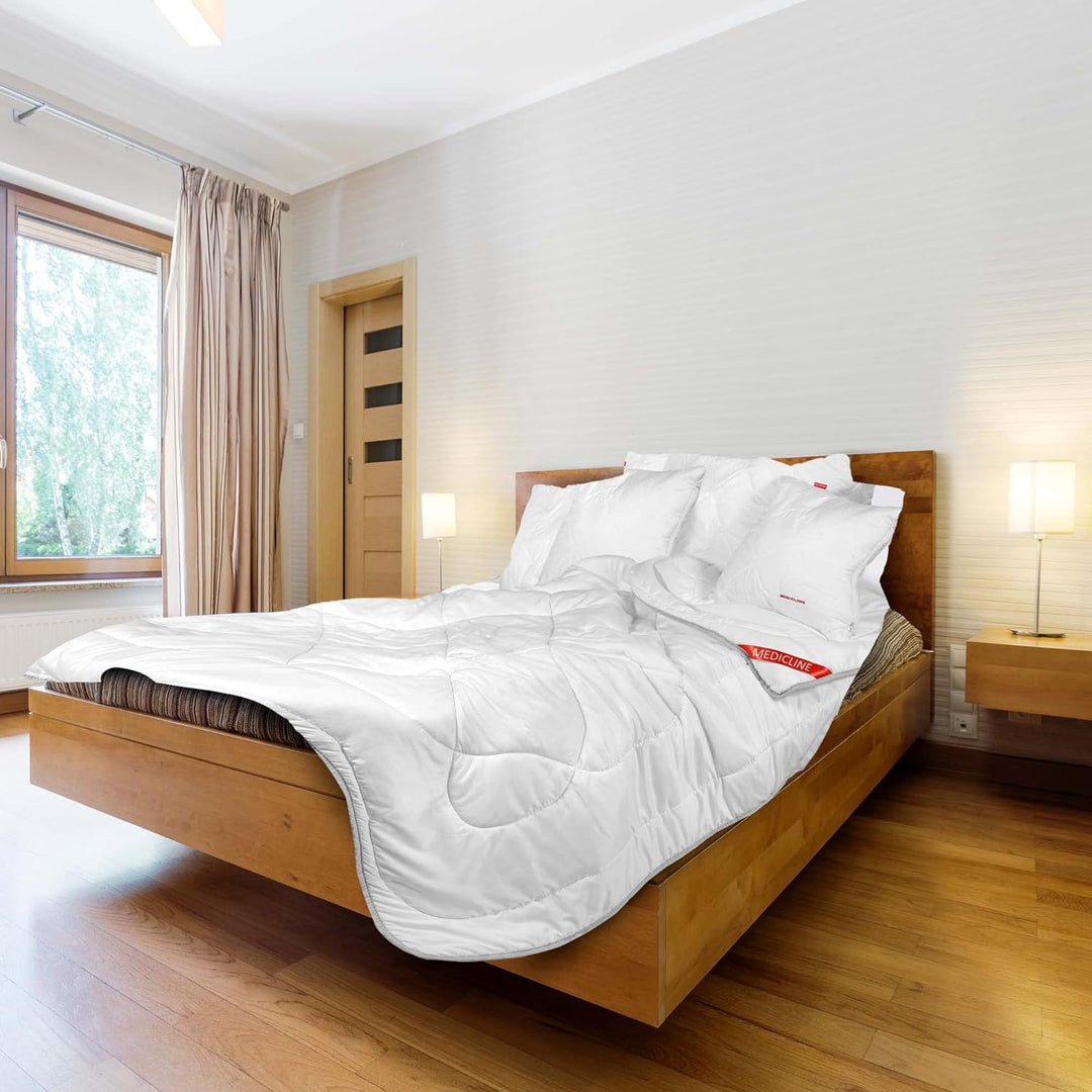 EDANTI Allergikerfreundliches Besticktes Steppbett Ganzjahres-Silikon 200x220 cm Weiss 200x220 cm 1,