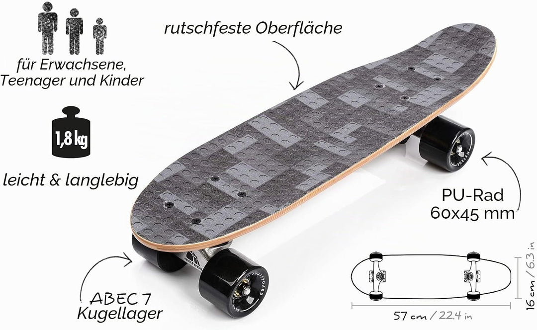meteor Holz Skateboard Kinder - Mini Cruiser Kickboard - Skateboard mädchen Rollen Board - hohe Qual