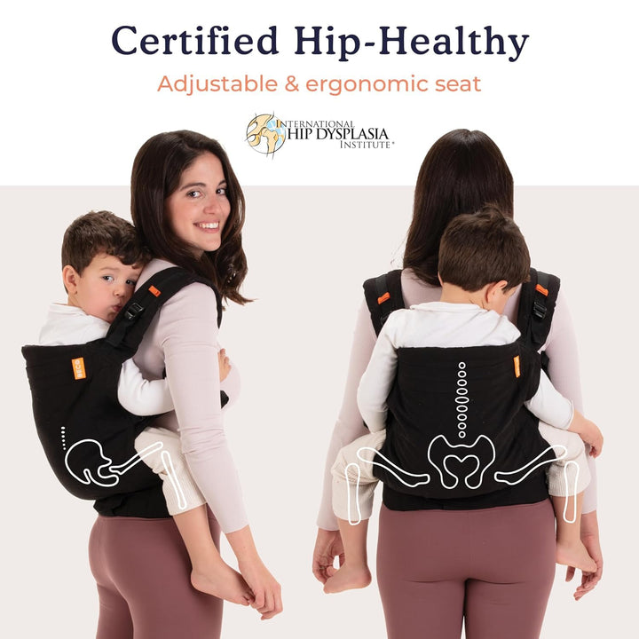 Beco Toddler Babytrage mit extra breitem Sitz - Kindertragerucksack aus 100% Baumwolle, 2 Trageposit