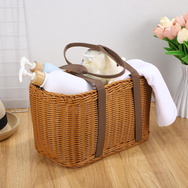 Cabilock Einkaufskorb Rattan Weidenkorb Mit Henkel Geflochten Korb Aufbewahrungskorb Weidenkörbe Tra
