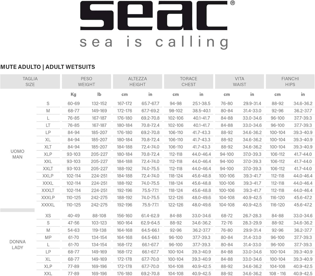 Seac Royal, 3,5 mm Neopren-Tauchanzug für Freitauchen, Latzhose und Kapuzenjacke 3XL Schwarz, 3XL Sc