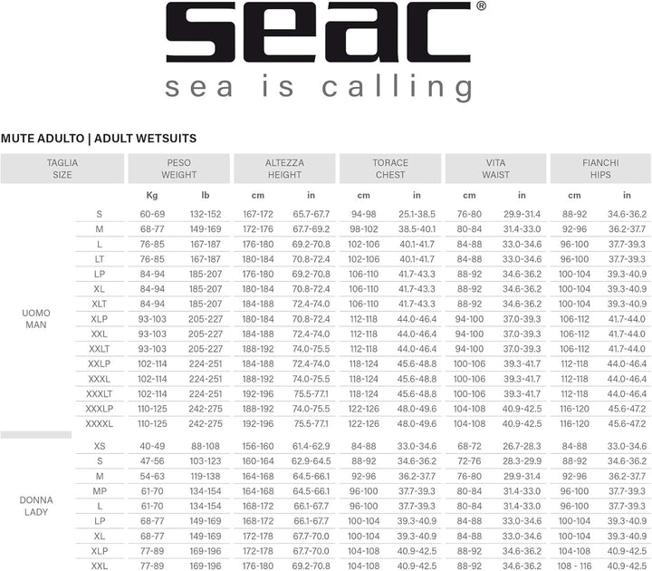 Seac Royal, 3,5 mm Neopren-Tauchanzug für Freitauchen, Latzhose und Kapuzenjacke 3XL Schwarz, 3XL Sc