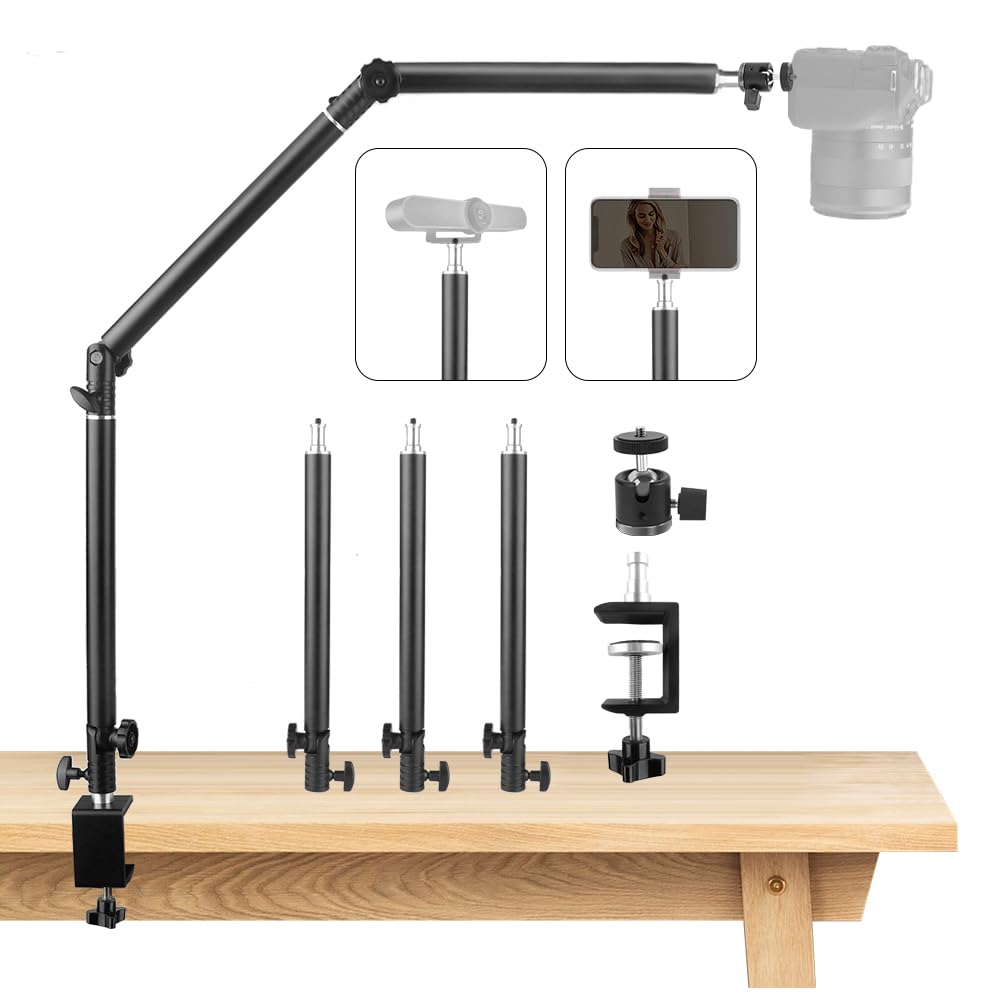 JEBUTU MS05 Overhead Stativ Kamera Tischstativ, 37.5-104.5cm Verstellbar Kamera Tischstativ für Kame