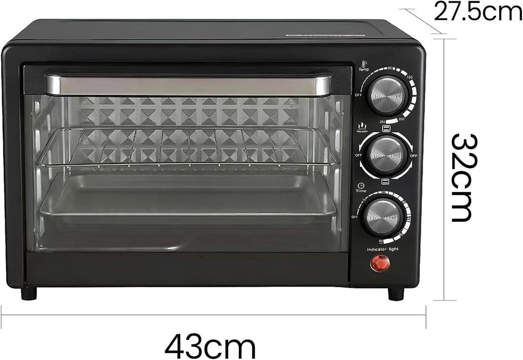 Mini Backofen, Mini Backofen 22L mit Backblech und Grillrost, Pizzaofen 800W, 250 °C, Timer 0-60 Min
