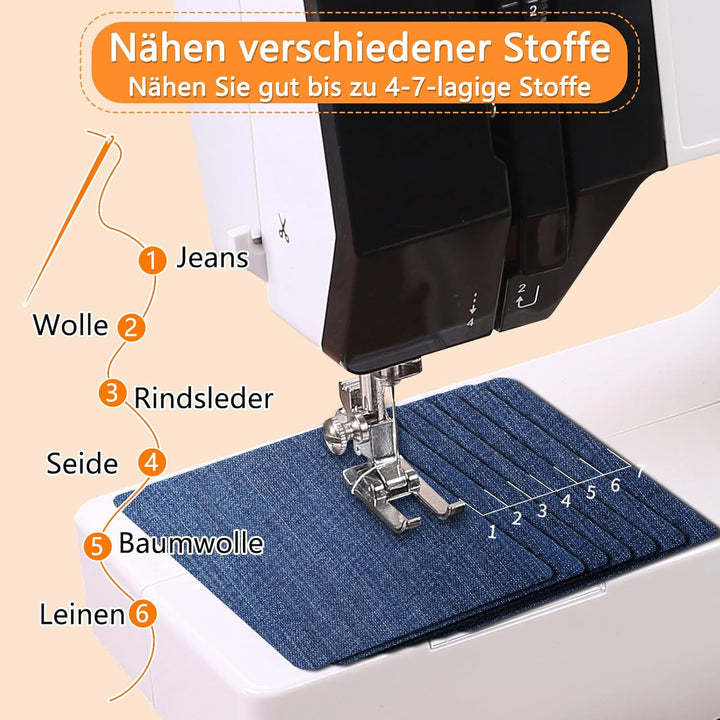 Nähmaschine für Anfänger, 38 Stichprogrammen Elektrische Nähmaschine, Tragbare Sewing Machine Mini m