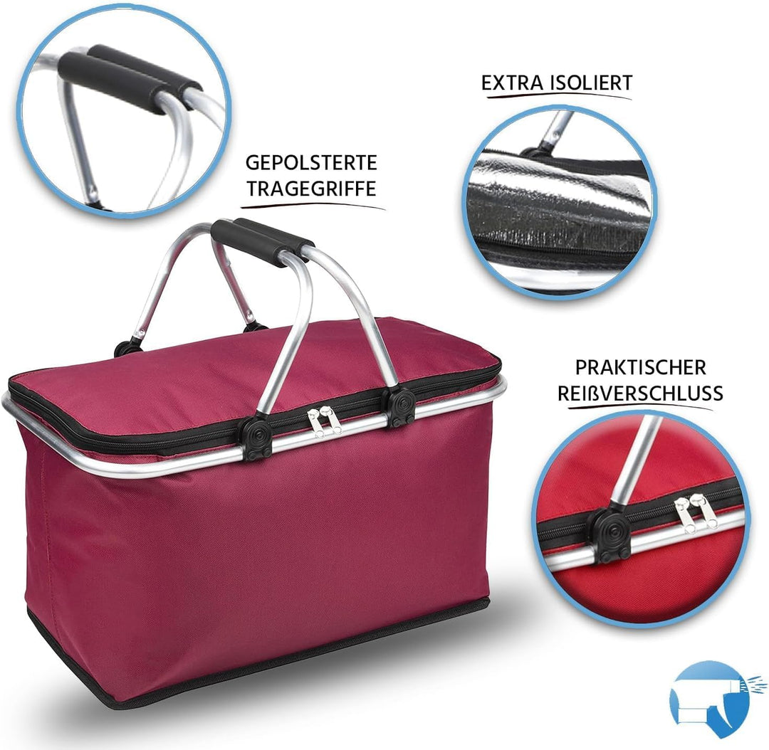 Einkaufskorb Kühlkorb 25 L Faltbarer Thermokorb Picknickkorb Korb Einkaufskörbchen Körbchen klappbar