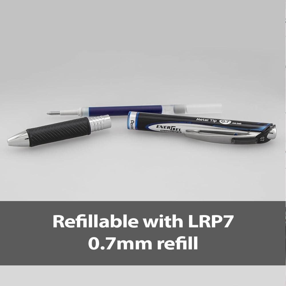 Pentel BLP77-CX EnerGel Xm Dokument mit Druckmechanik Wasserfeste, 12 Stück, blau 12 blau, 12 blau