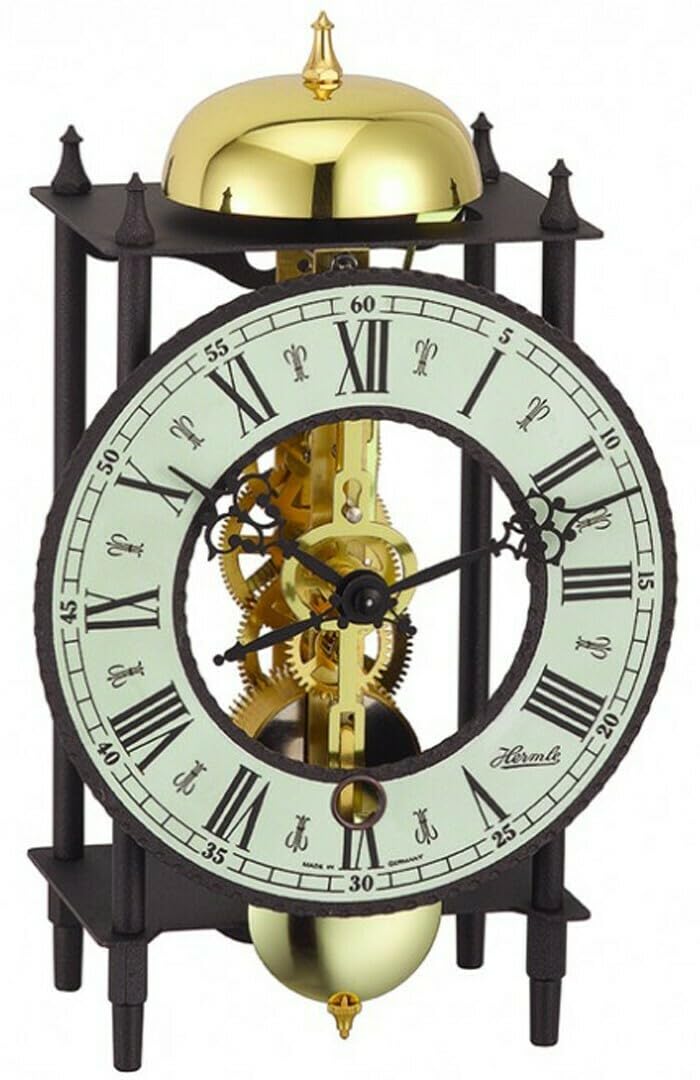 Hermle Uhrenmanufaktur Tischuhr, Schmiedeeisen, Schwarz, 24cm x 13cm x 9,5cm