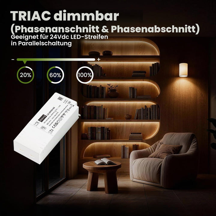 LED Trafo 24V Dimmbar Triac 10W - 25W für LED Strip Lampe LED Netzteil Treiber Transformator Vorscha