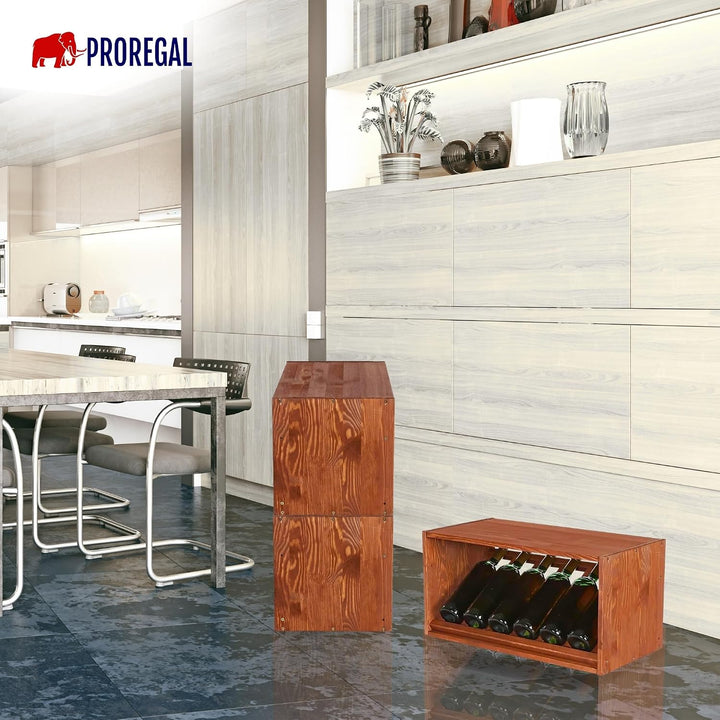 PROREGAL Modulares Weinregal VINCELLAR MOD | HxBxT 30x60x30cm | Schräg Modul für 6 Flaschen | Massiv