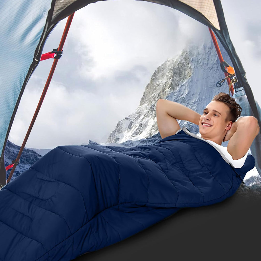 Dunkel Blau 220x85cm Wasserdichter Schlafsack mit Kompressionsbeutel, 3 Jahreszeiten Schlafsack 1.6k
