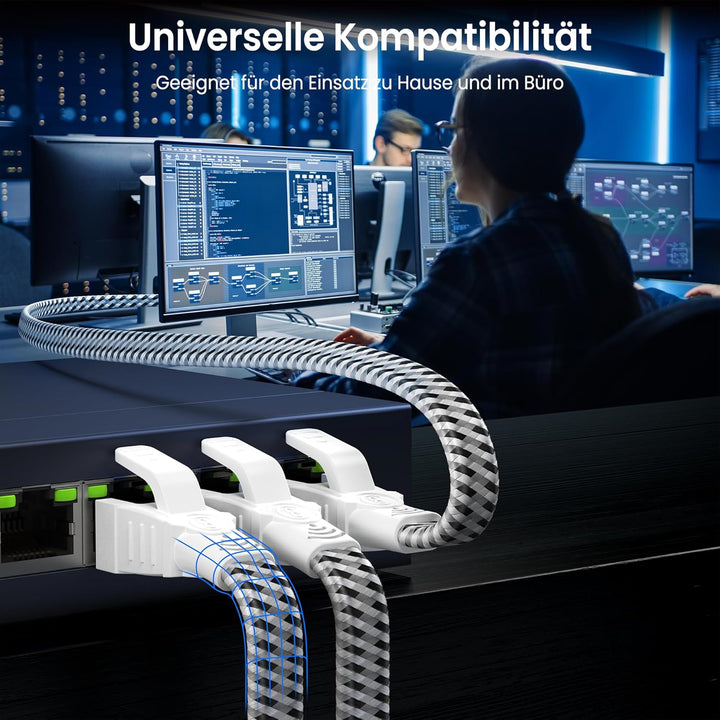 Digoloan Ethernet Kabel Cat 8 LAN Netzwerkkabel RJ45 10Meter, Flaches Nylon Internet 15m 20m 30m 40G