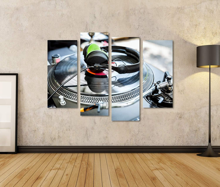 islandburner Bild auf Leinwand Dj Mixer Und Vinyl Player Mit Kopfhörern Im Club Bilder Wandbilder Po