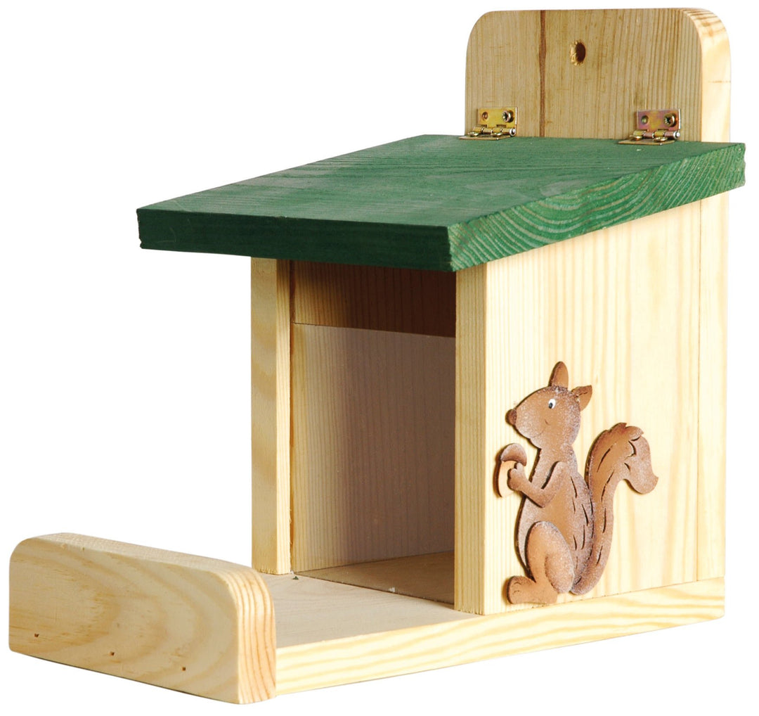 dobar® 22219e Eichhörnchenfutterstation - Eichhörnchen Futterhaus Massivholz - Futterbox zum Eichhör