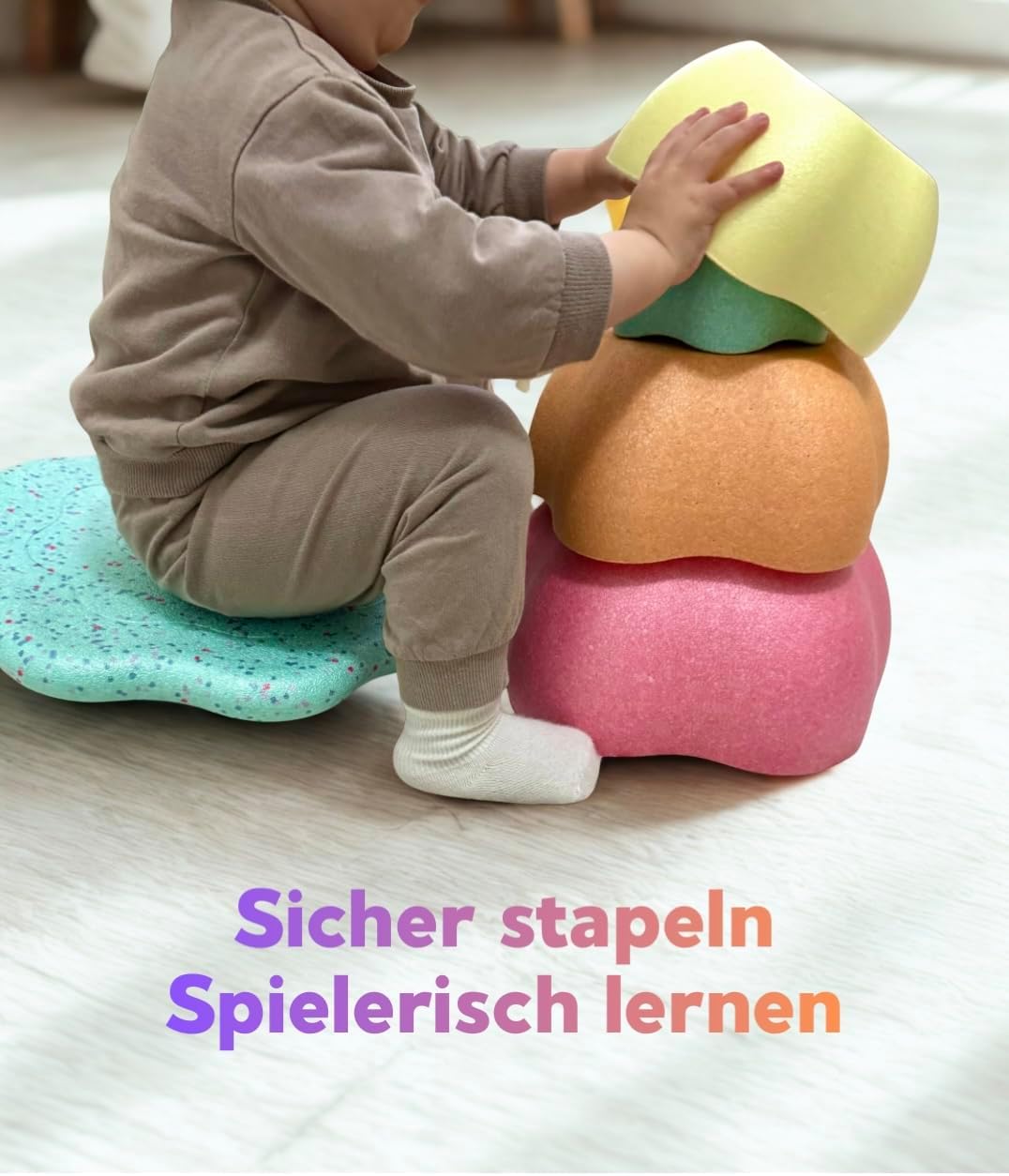 Generisch Balanciersteine mit Balancierbrett als Set für Kinder I Spiel- & Stapelsteine I Motorikspi