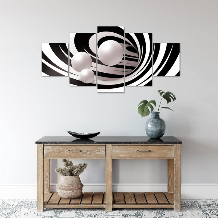 Runa Art Wandbilder Abstrakt 5 Teilig Bild auf Vlies Leinwand Deko Wohnzimmer Schlafzimmer Perlen Sc