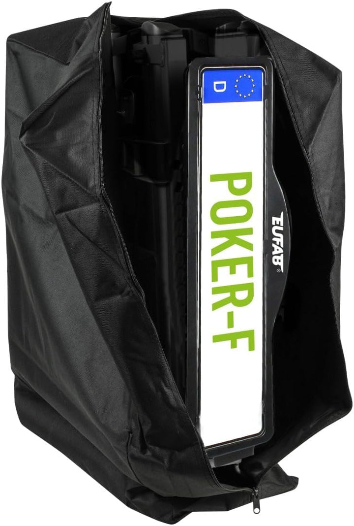 EUFAB 12010LAS Fahrradträger POKER-F, E-Bike geeignet, komplett vormontiert, Diebstahlschutz, für 2