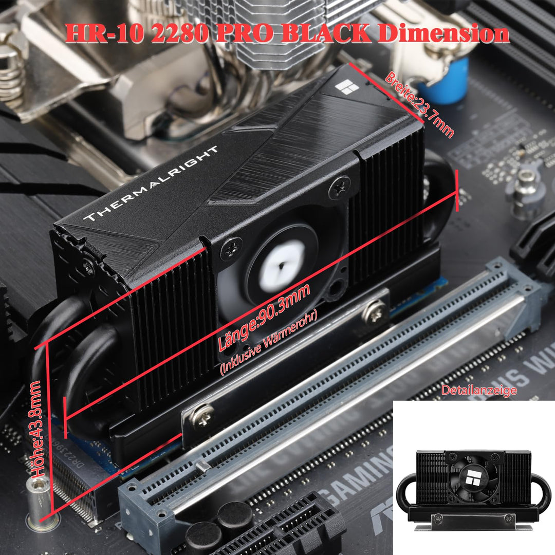 Thermalright HR10 2280 PRO Black SSD-Kühlkörper, doppelseitiger Kühlkörper, mit kleinem und schnelle