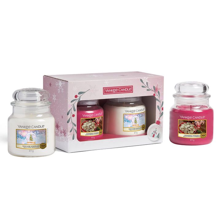 Yankee Candle Geschenkset | 2 mittelgrosse Duftkerzen im Glas | Snow Globe Wonderland Kollektion | P