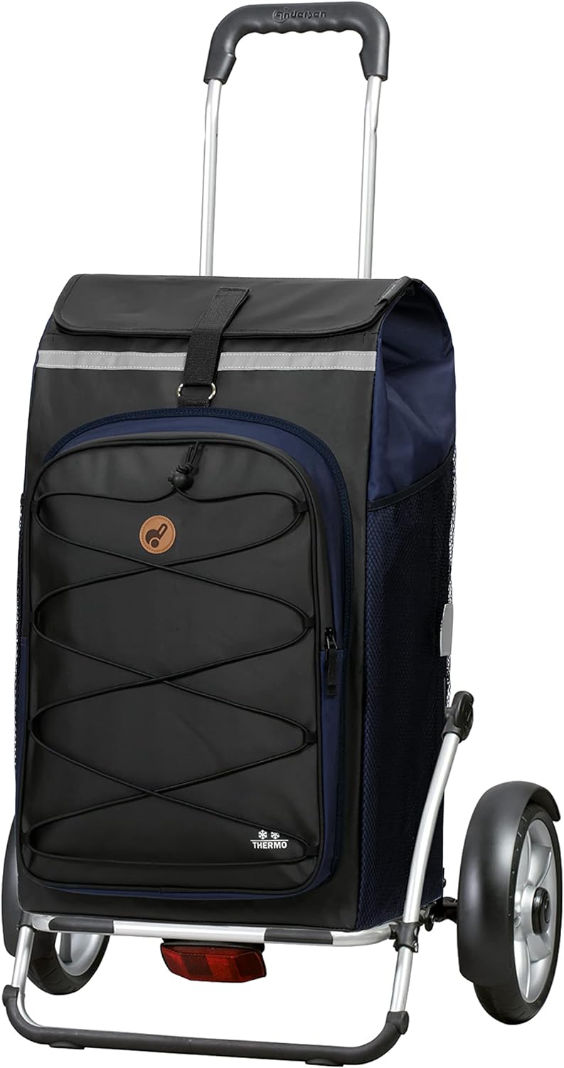 Andersen Shopper Royal Plus Alu klappbar mit Luftreifen Ø 25 cm und 74 Liter Tasche Fado 2.0 mit Küh