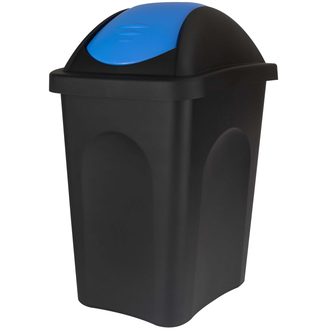 Mülleimer 30l schwarz blau eckig, Schwingdeckel Mülleimer Küche, Mülltonne, Abfalleimer Küche, Mistk