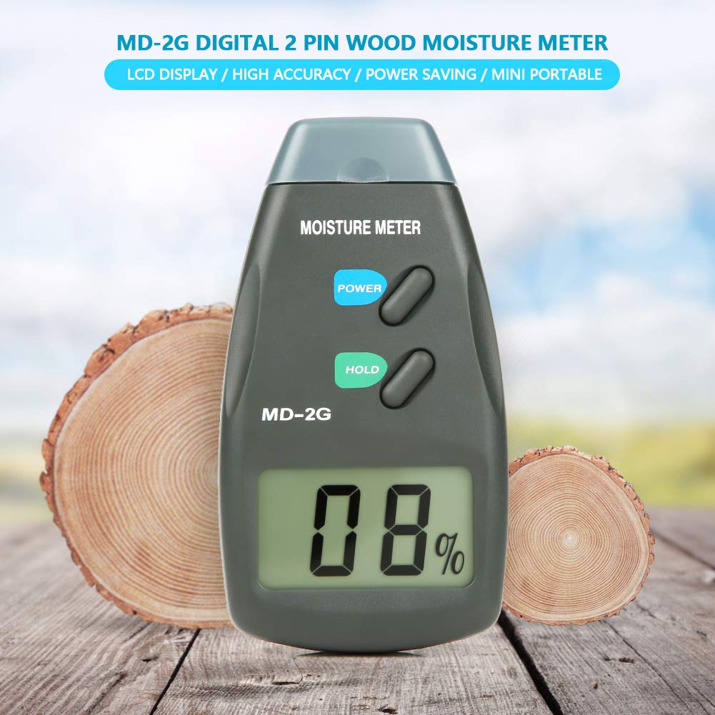 Holzfeuchtemessgerät, MD-2G LCD Digital 2 Pin Holzfeuchtemessgerät Detektor Holz Hygrometer Feuchtet
