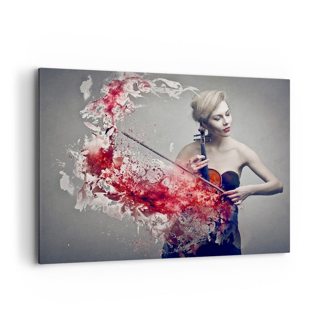 Bilder auf Leinwand 100x70cm Leinwandbild Frau Violine Musik Instrument Gross Wanddeko Bild Schlafzi