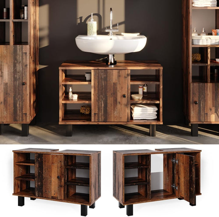 Vicco Waschbeckenunterschrank Fynn, Antikholz, 80 x 54 cm, Antikholz