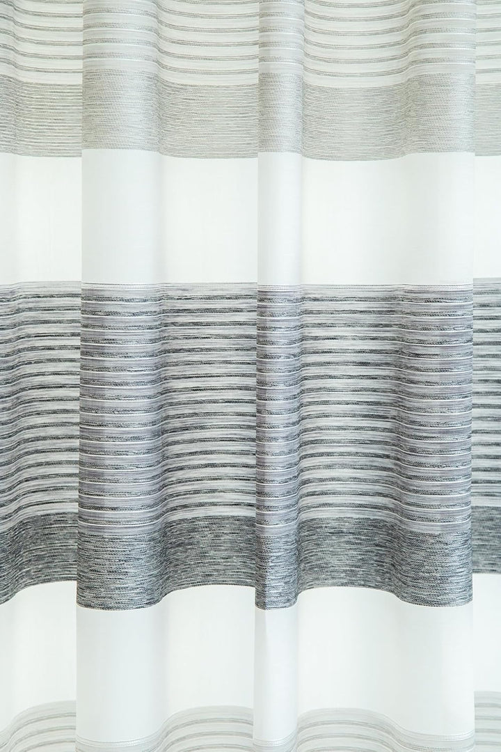 Homing Gardine Streifen | halbtransparent Gemustert modern | dekorativ grau