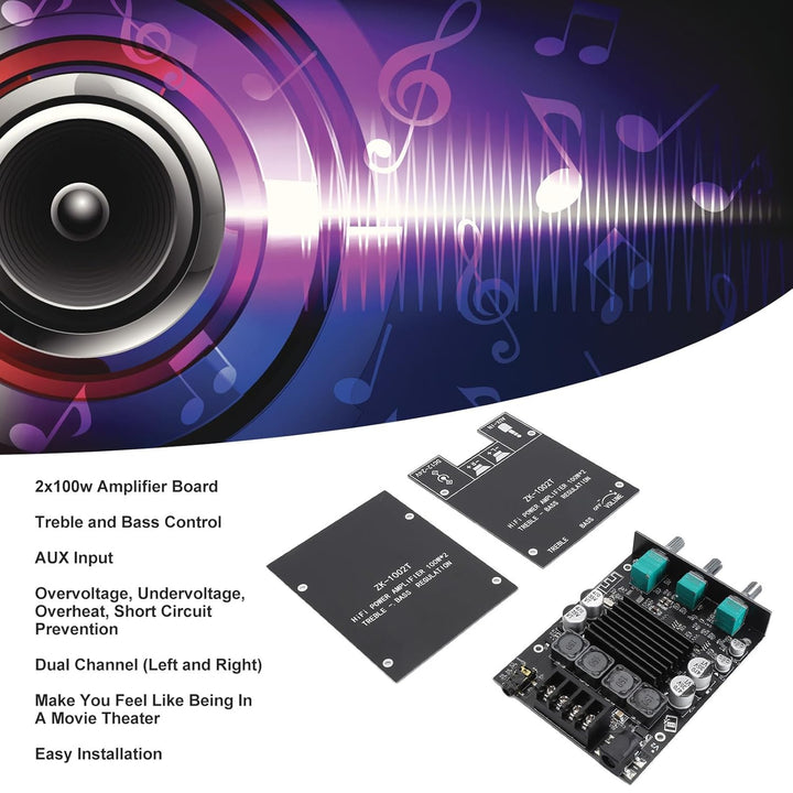 Bluetooth Stereo-Verstärkerplatine 2x100W 5.0 BT Verstärker AMP Platine ZK-1002MT TPA3116D2 DC12‑24V